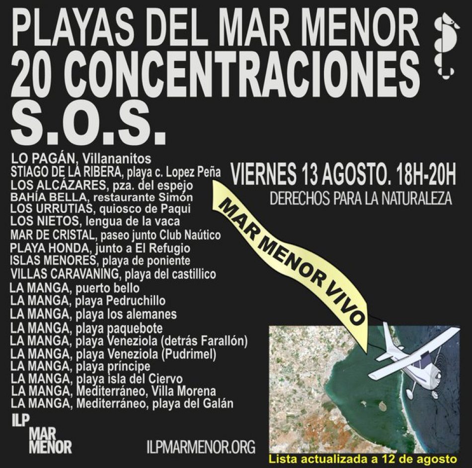 ILP Mar Menor: «El grito de ayuda al Mar Menor teñirá el cielo el viernes y será visible en todos los puntos de la laguna»