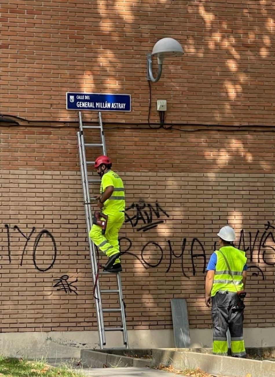 Vuelven a colocar a Millán Astray en el callejero madrileño tras votar PP, Ciudadanos y Vox contra una propuesta que reclamaba el cambio de nombre