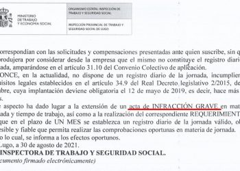 A Inspección de Traballo de Lugo certifica unha «infracción grave» da ONCE en materia de xornada e tempo de traballo