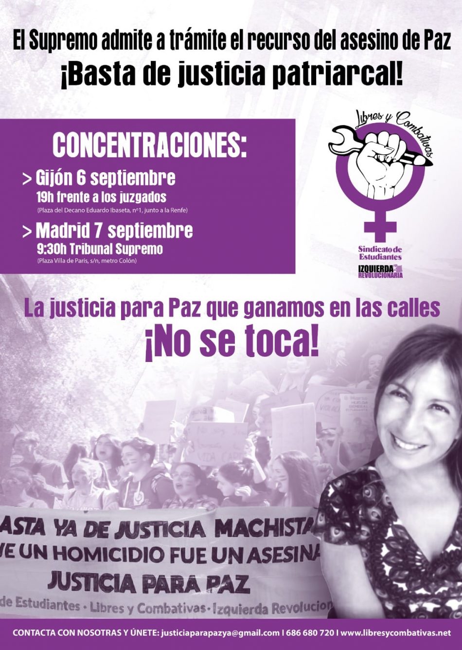 Rueda de prensa Libres y Combativas – 6 y 7 de septiembre en Gijón y Madrid. ¡La Justicia para Paz no se toca!