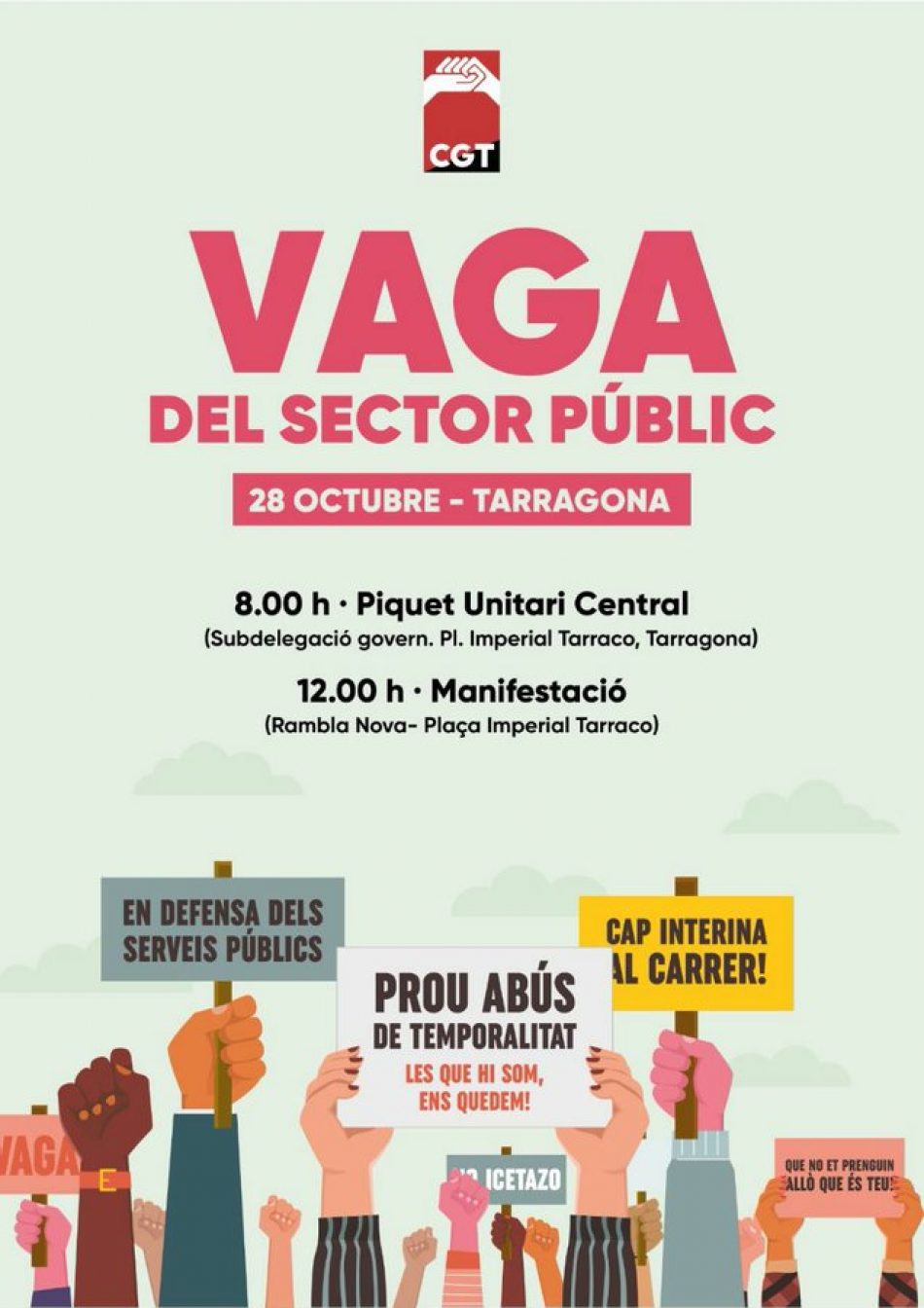 Vaga del Sector Públic a Catalunya i Mobilitzacions del Dijous 28 octubre