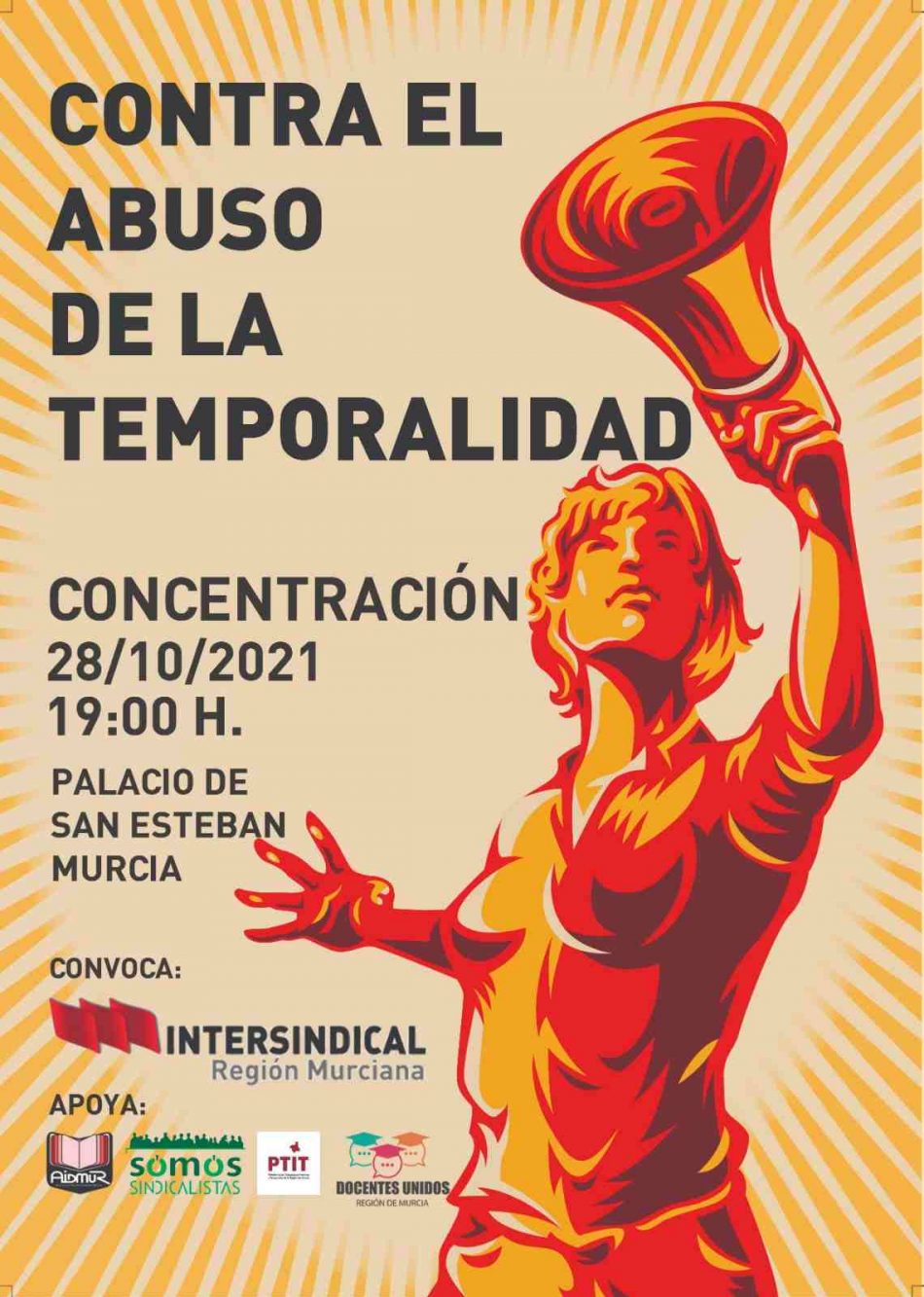 La Intersindical Región Murciana anuncia una nueva movilización de personal interino para el próximo 28 de octubre