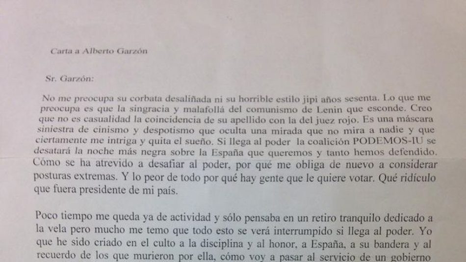 Confirmada la condena a 19 meses de cárcel para el militar que amenazó por carta a Alberto Garzón
