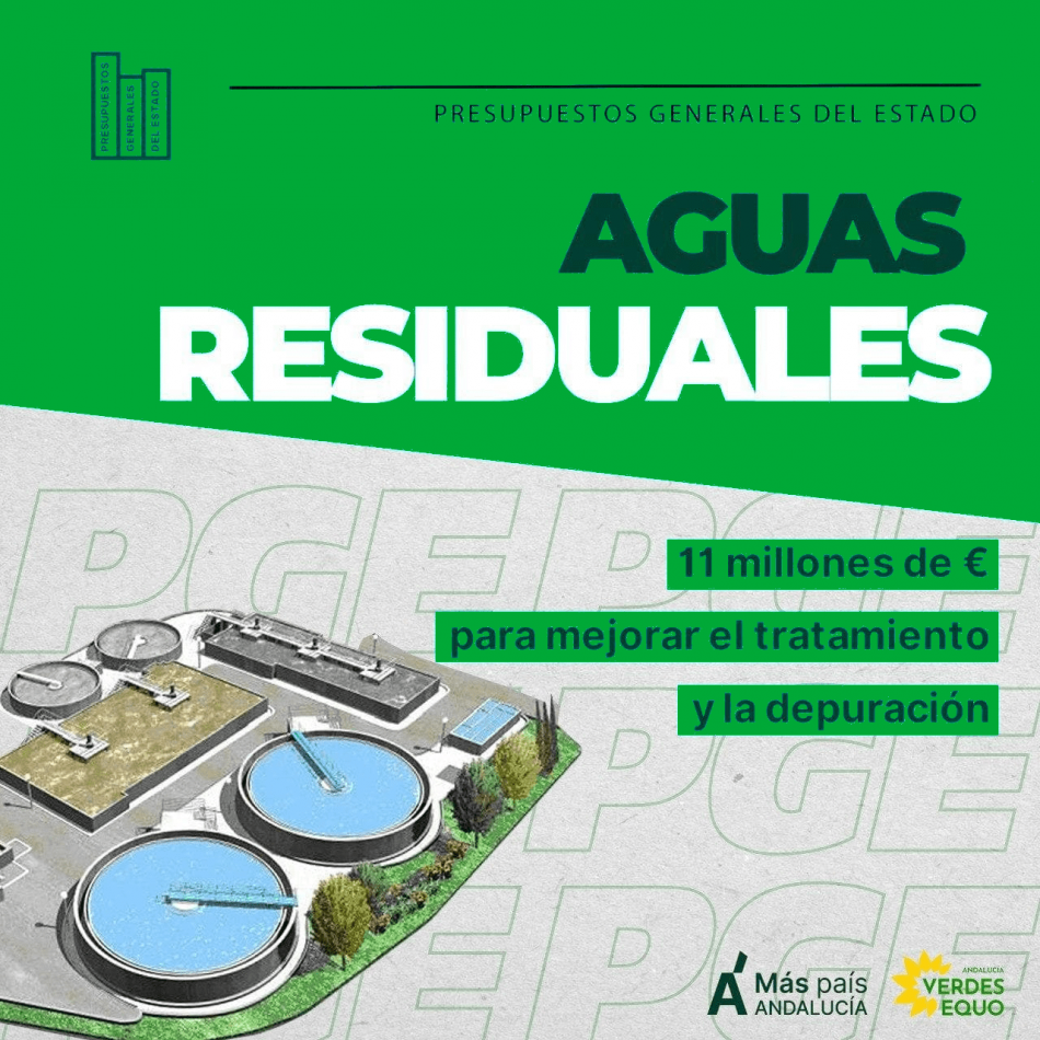 Verdes Equo y Más País proponen dotar a todas las depuradoras andaluzas de tratamientos terciarios para la reutilización de aguas residuales