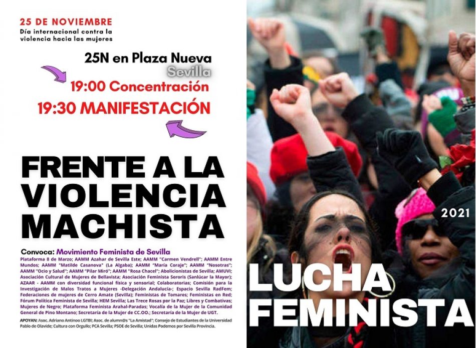 El Movimiento Feminista de Sevilla convoca movilizaciones este 25 de noviembre: “Frente a la Violencia Machista, Lucha Feminista”