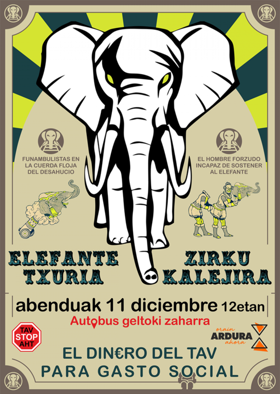 Circo-Kalejira del Elefante Blanco en Iruñea: 11 de diciembre