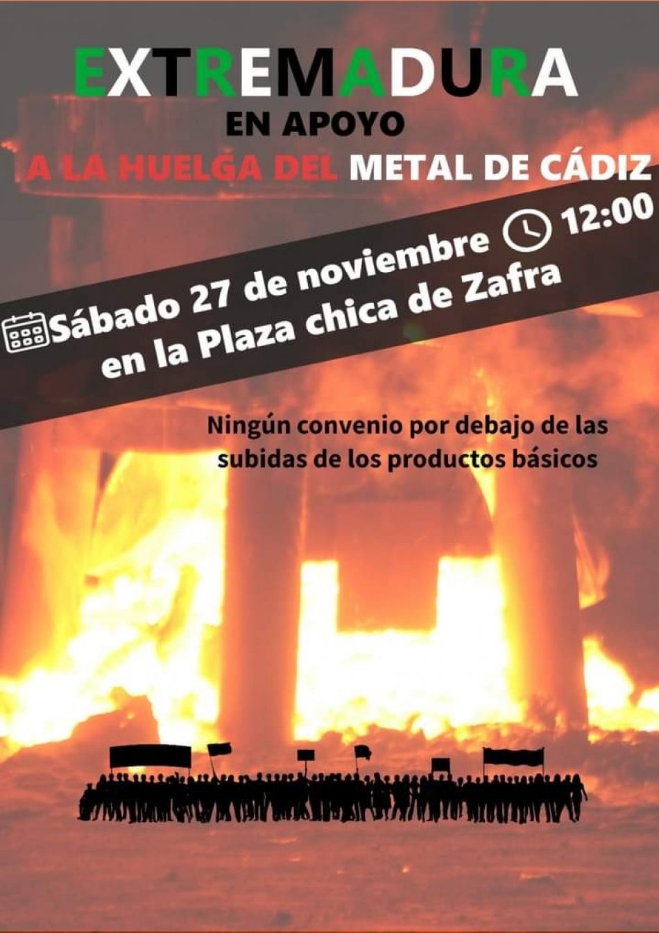 Concentración apoyo huelga del metal Cádiz en Zafra (Badajoz) el 27-N