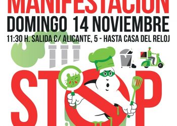 Arganzuela acoge una nueva manifestación por el cierre de las cocinas fantasma en edificios residenciales, este domingo