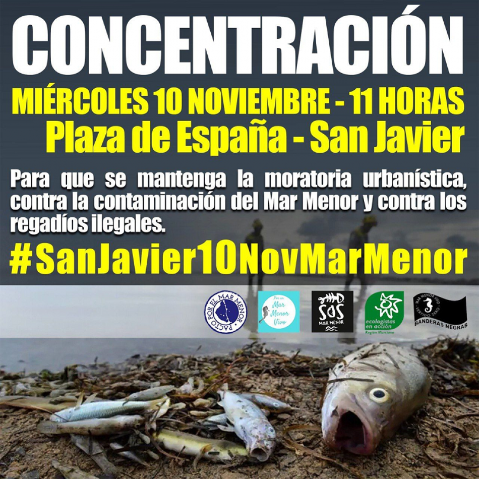 Concentración el 10 de noviembre: «¡El Mar Menor no se Vende! Por una moratoria urbanística real y permanente»