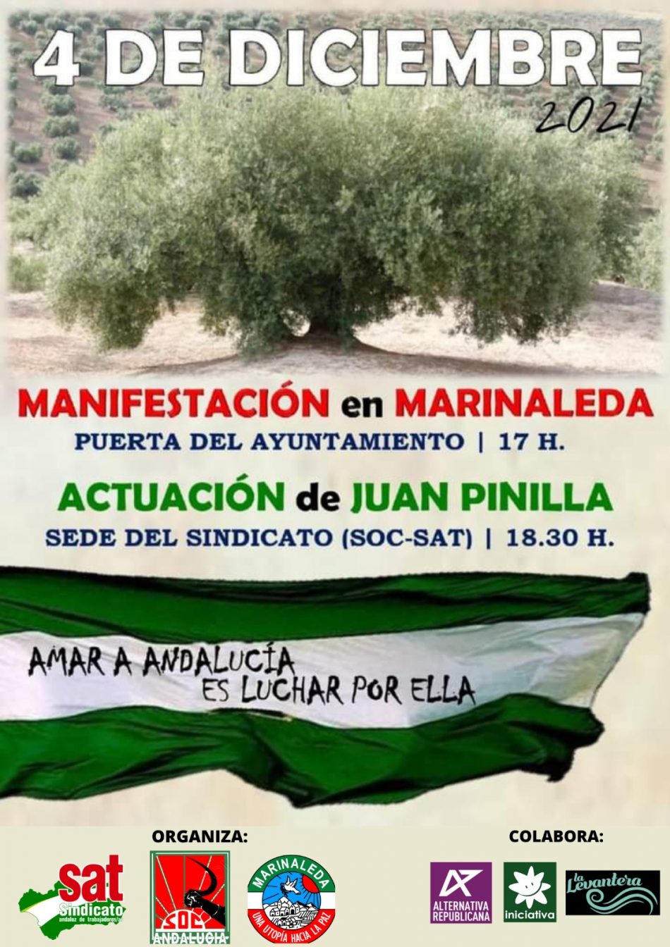 Alternativa Republicana participará y apoyará la manifestación en Marinaleda el 4 de diciembre