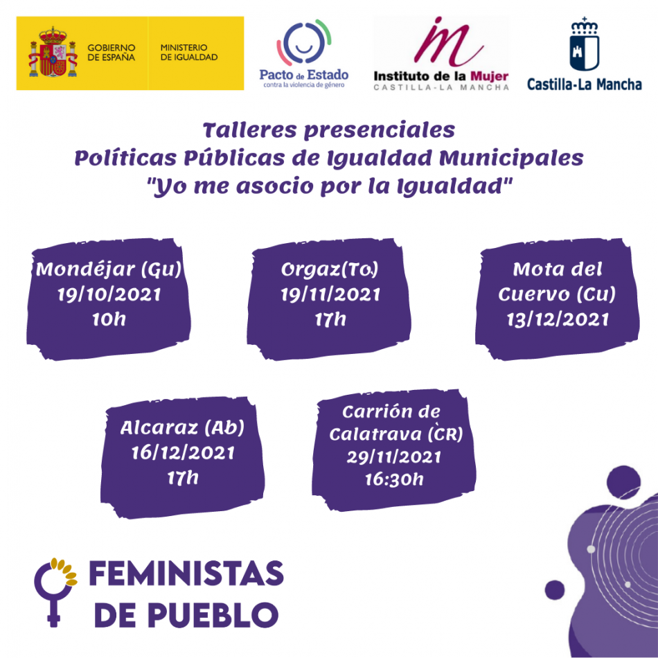 La Asociación Feministas de Pueblo impartirá en Orgaz (Toledo) un taller sobre políticas municipales de igualdad