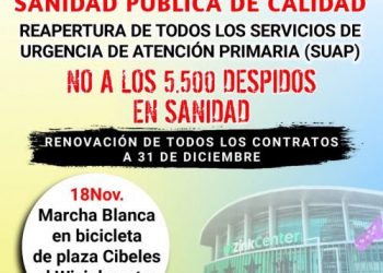 MATS convoca una marcha y concentración el 18-N: «¡No a los 5.500 despidos en Sanidad en la Comunidad de Madrid!»