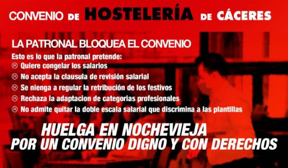 El Sindicato 25 de Marzo apoya la huelga de la hostelería en la provincia de Cáceres en nochevieja