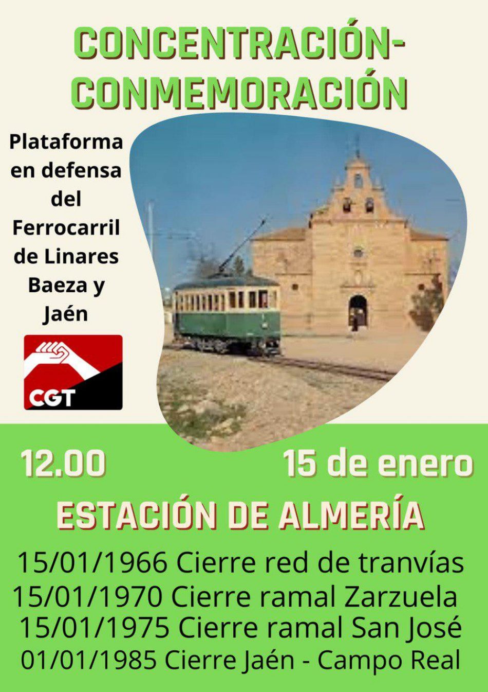 Verdes EQUO participa en la movilización por el ferrocarril en Linares el día 15 de enero