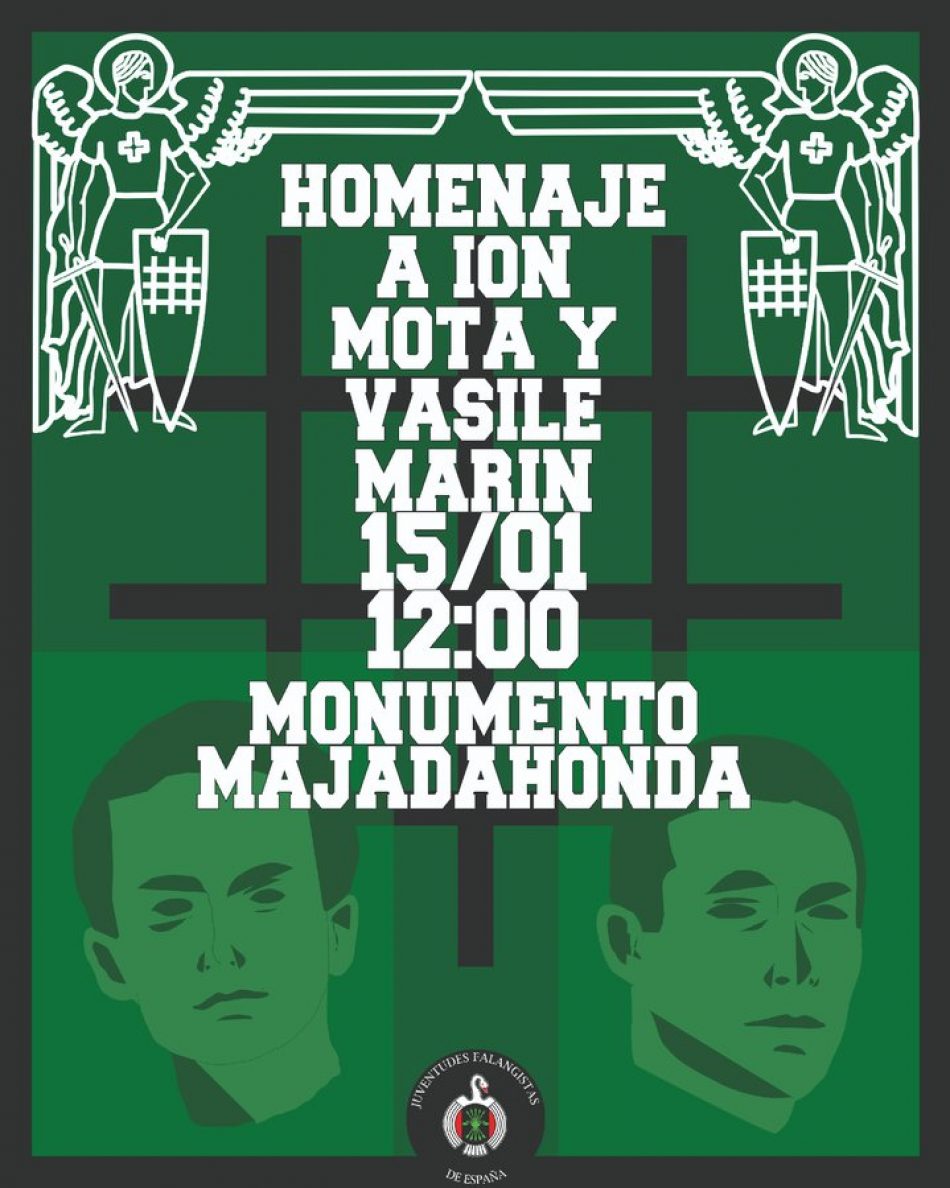 IU Madrid, contra la celebración de un homenaje en Majadahonda a dos fascistas rumanos; Ion Mota y Vasile Marín