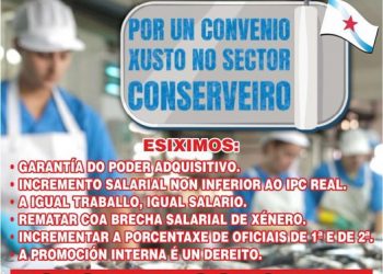 Esquerda Unida apoia e secunda a folga no sector conserveiro que se realizará o venres 21 e os próximos 3 e 4 de febreiro