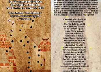 Memoria y entierro de los 26 anarcosindicalistas de Angües asesinados en Huesca en enero de 1937