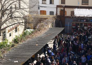 Demostració de força a la manifestació per l’expropiació de Can Sanpere