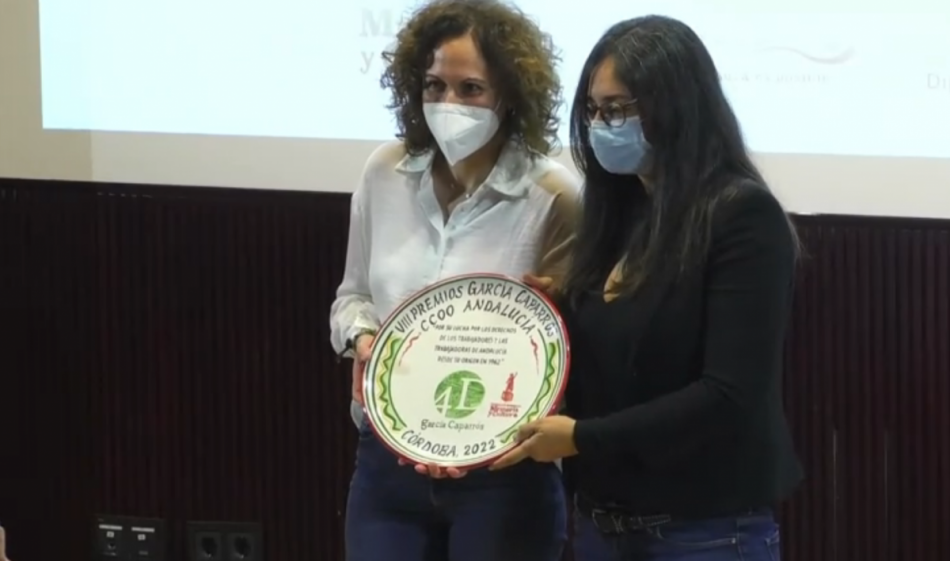 CCOO de Andalucía, premiada por su defensa de los derechos de los trabajadores y trabajadoras, en la VIII edición de los premios García Caparrós
