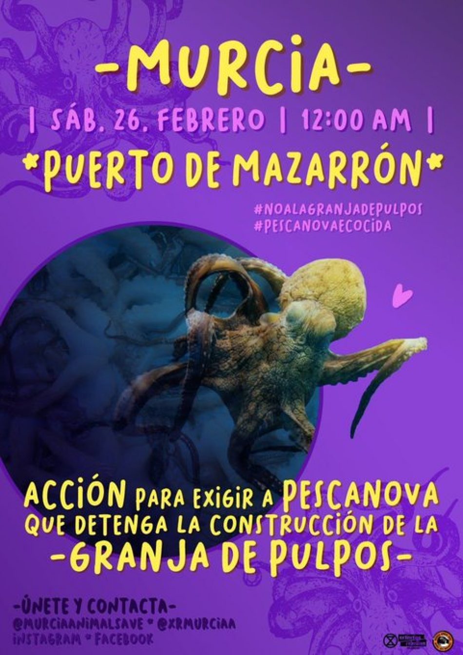 Convocatoria de acción el 26 de febrero: #NoAlAGranjaDePulpos
