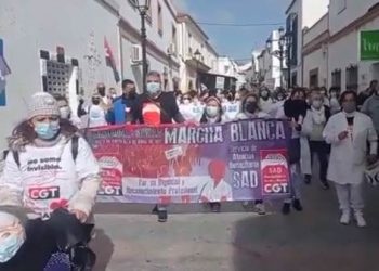 Marcha Blanca andaluza del Servicio de Atención Domiciliaria (SAD) en Málaga, el sábado 12 de febrero