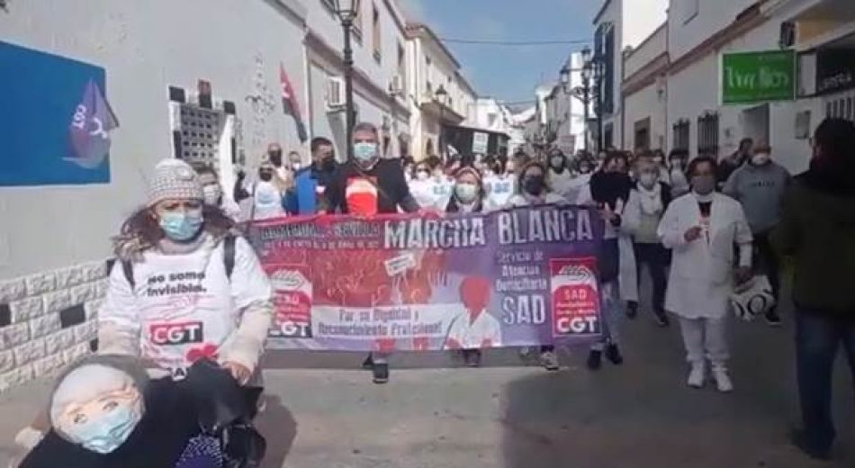 Marcha Blanca andaluza del Servicio de Atención Domiciliaria (SAD) en Málaga, el sábado 12 de febrero