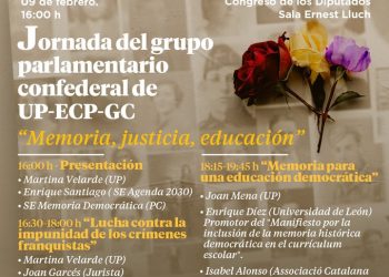 Unidas Podemos organiza mañana en el Congreso la jornada ‘Memoria, Justicia, Educación’ para profundizar en el debate de la nueva Ley de Memoria Democrática