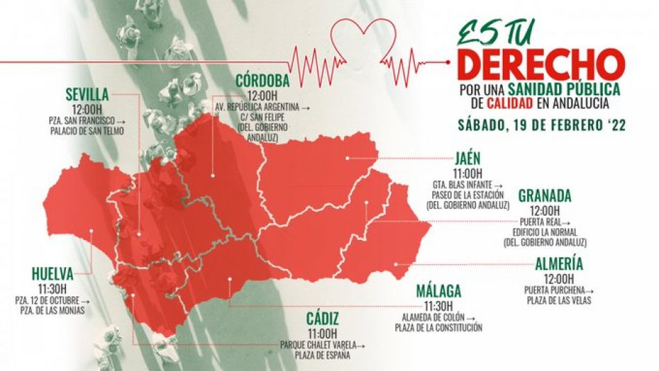 Decenas de organizaciones sociales y políticas apoyan las movilizaciones del 19F en defensa de la sanidad pública andaluza