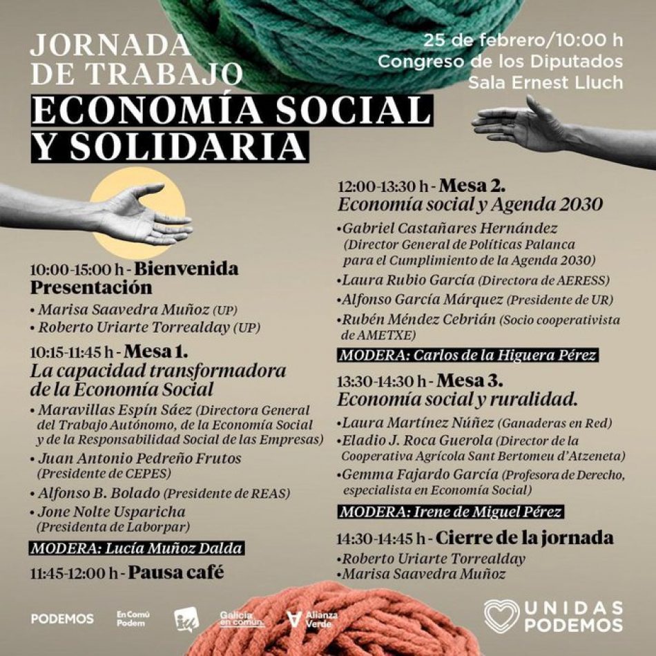 Unidas Podemos reivindica la Economía Social y Solidaria como modelo preferente de empresa