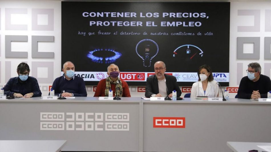 CCOO saldrá a las calles el 23 de marzo junto a otras organizaciones para exigir la contención de los precios de la energía