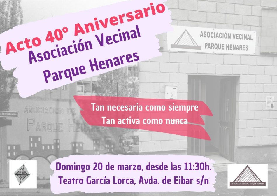 La Asociación Vecinal Parque Henares celebra 40 años de conquistas ciudadanas en San Fernando