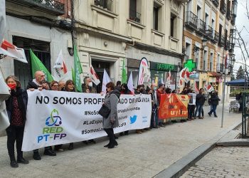 Decenas de docentes se concentraron ante el Senado en la jornada previa a la votación de la Ley FP