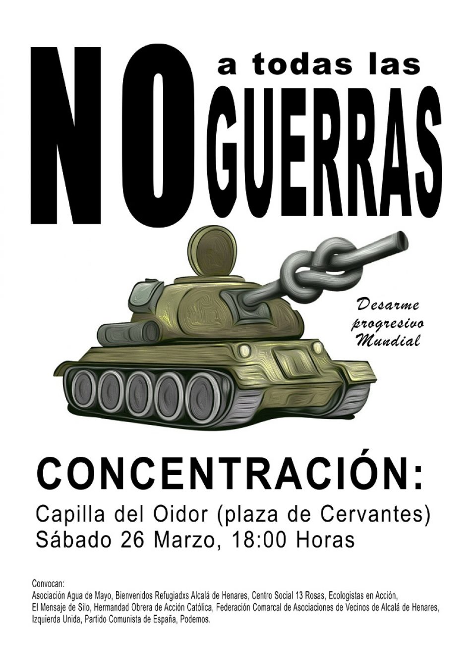 Concentración “No a las guerras”: en Alcalá de Henares, 26-M