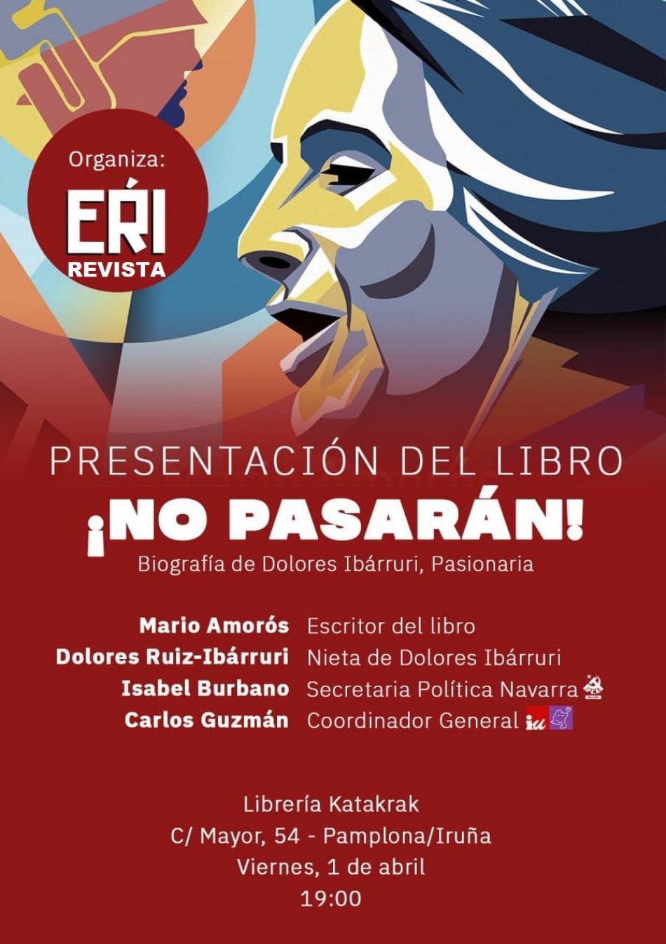 Mario Amorós y Lola Ruiz-Ibárruri presentarán en Pamplona la biografía de la Pasionaria el próximo viernes 1 de abril