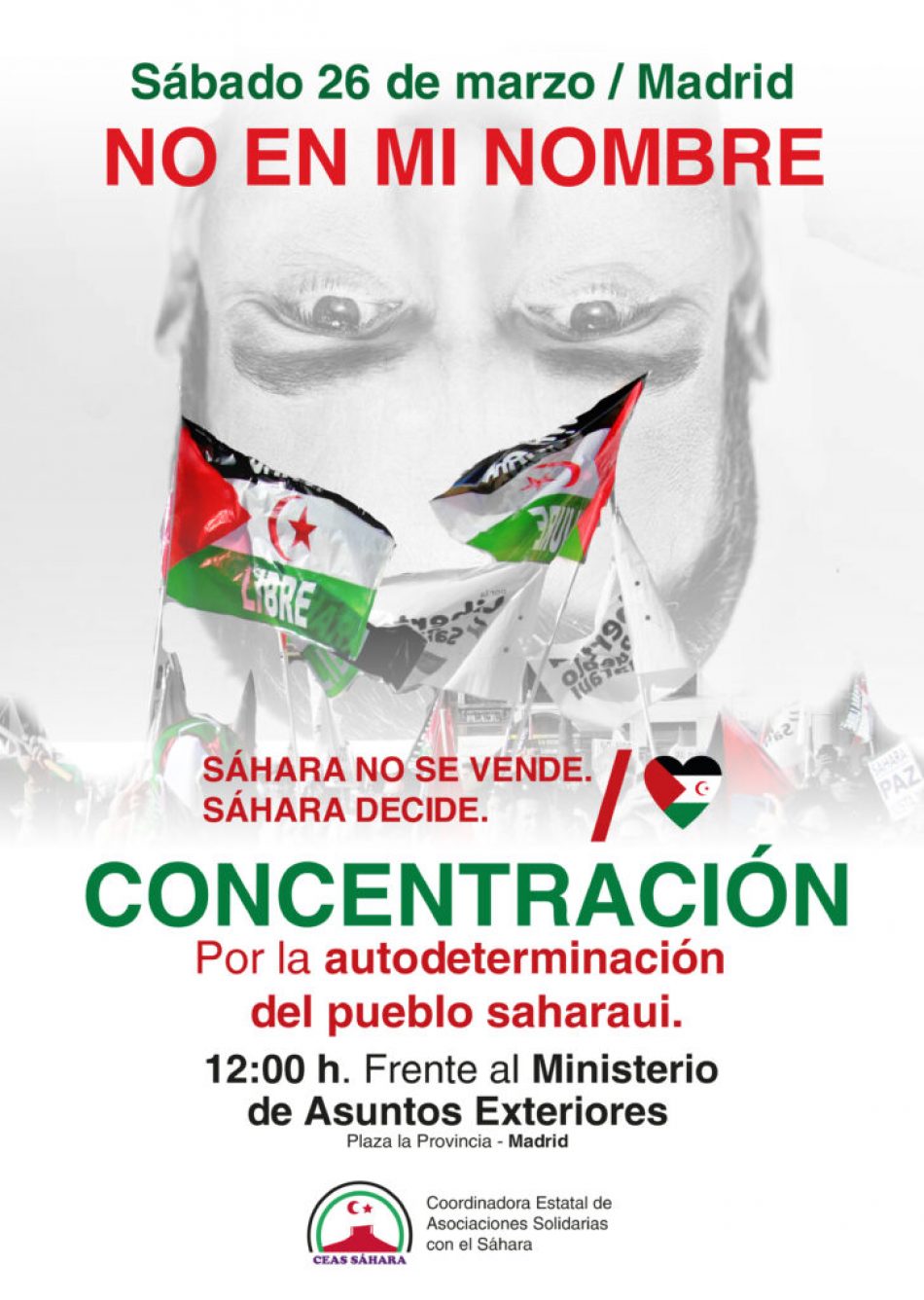 «No en mi nombre»: concentración por la autodeterminación para el pueblo saharaui el 26-M