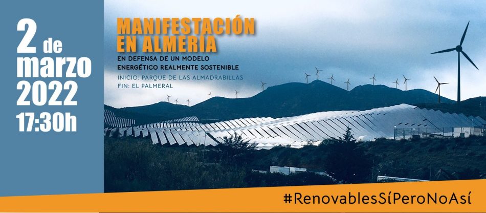 Para los Verdes de Equo Almería las energías renovables deben estar al servicio de las personas y de la salud del Planeta