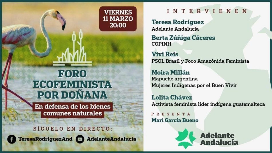 Adelante Andalucía organiza un foro internacional en defensa de Doñana protagonizado por mujeres referentes