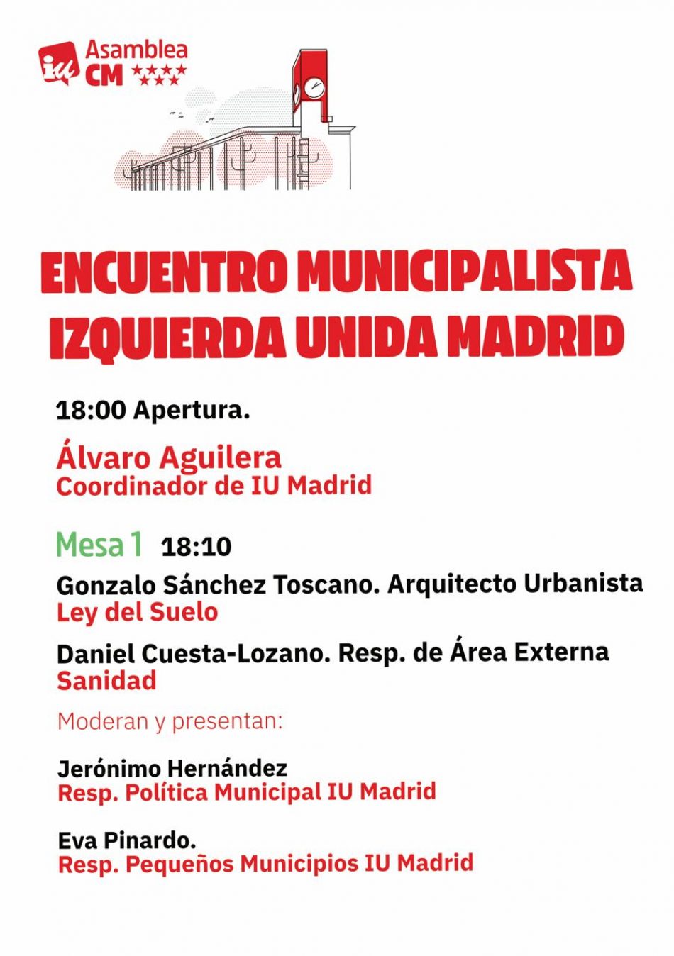 Encuentro municipalista en la Asamblea de Madrid para hablar sobre las políticas depredadoras del PP y como afecta a los municipios