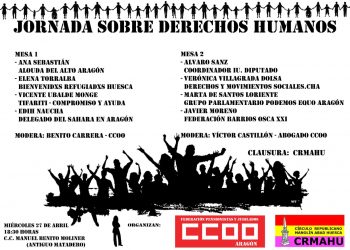 Jornada sobre Derechos Humanos en el Centro Cultural Manuel Benito Moliner (Huesca)
