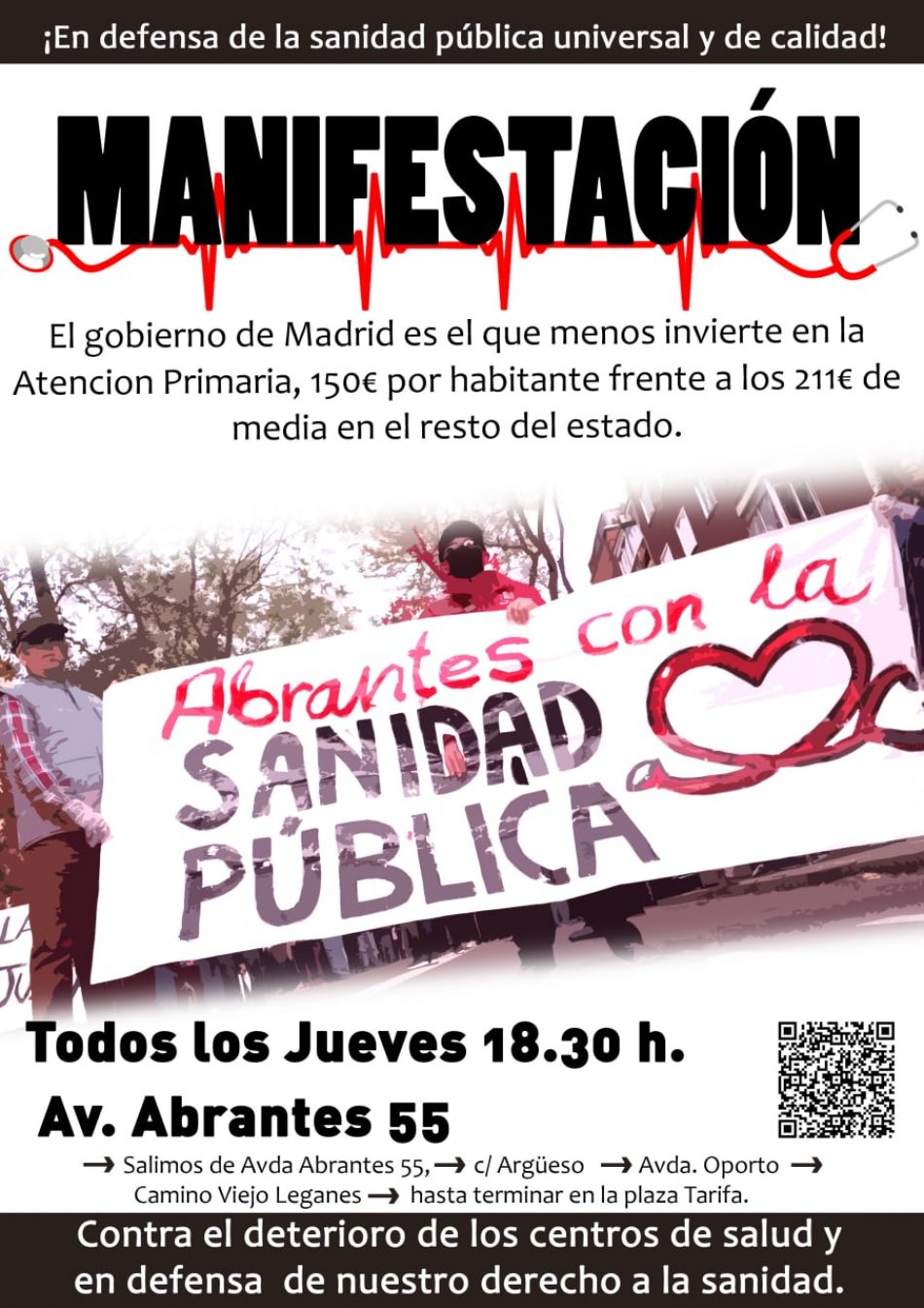 #JuevesPorLaSanidad, nueva manifestación desde el Centro de Salud Abrantes a Avenida de Abrantes 55 (Madrid)