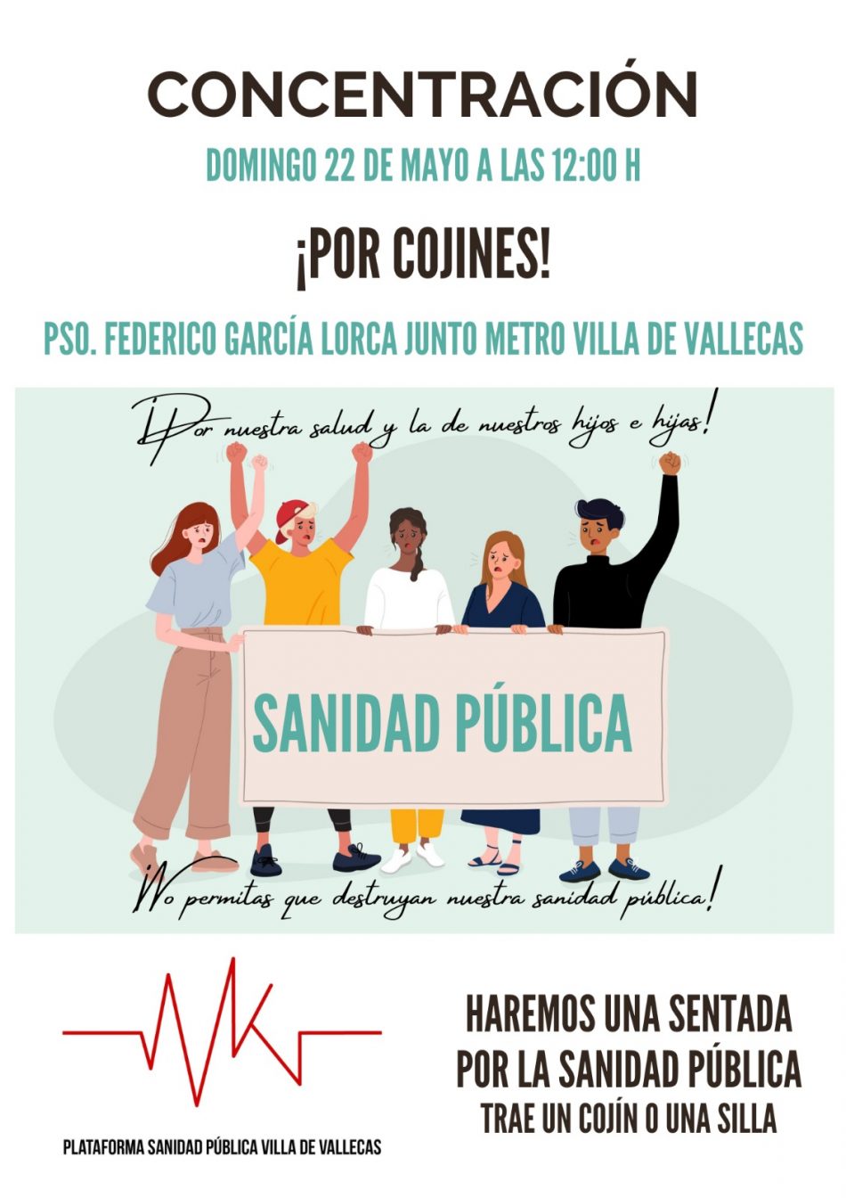 Este domingo, Villa de Vallecas protesta de nuevo contra el deterioro de la sanidad pública