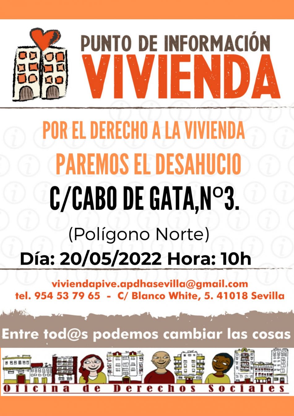 Entidades sociales se concentrarán para denunciar el desahucio de una familia con dos hijos menores en la barriada del Polígono Norte (Sevilla)