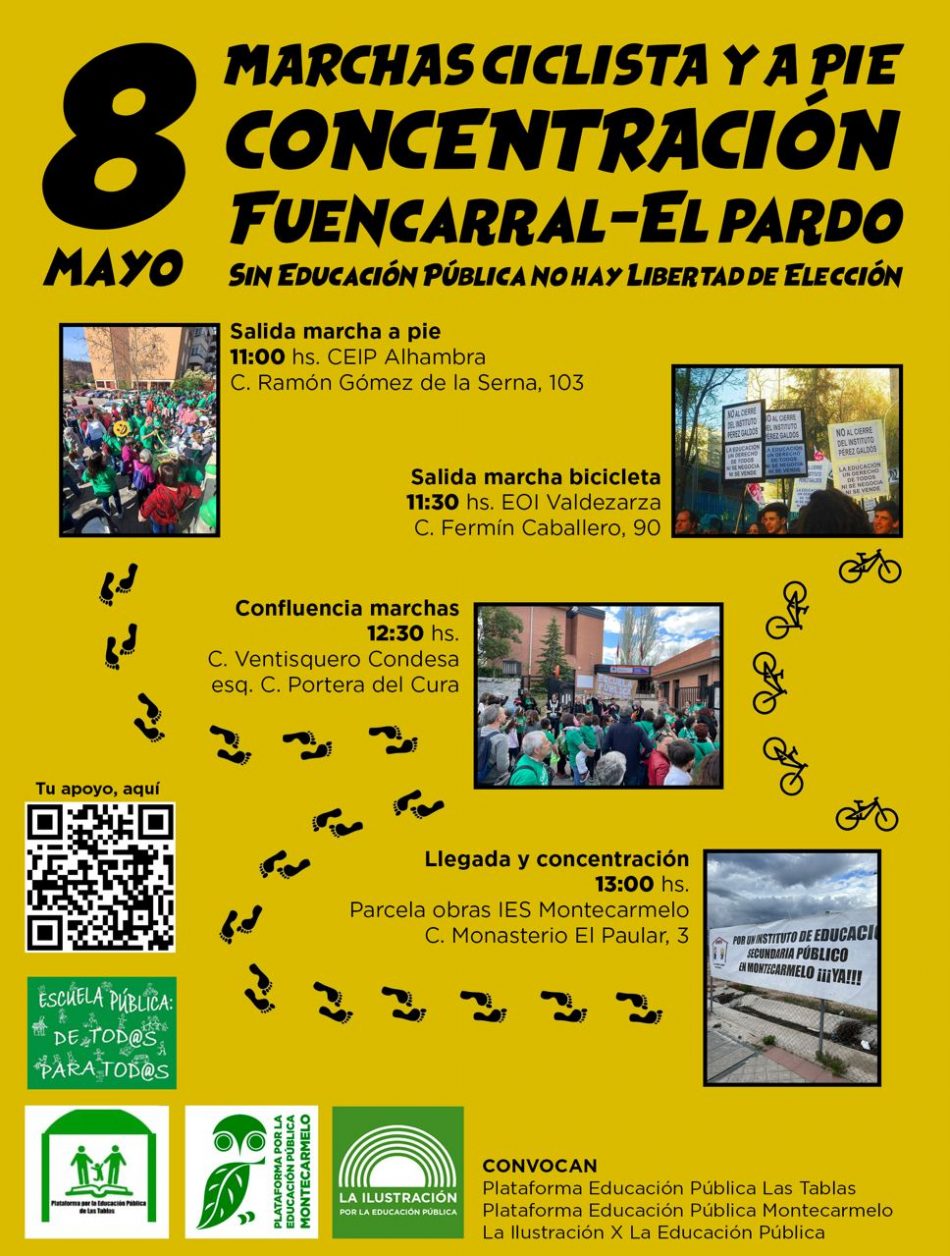 La situación de la Educación Pública en Fuencarral-El Pardo lleva a la convocatoria de una manifestación en estos barrios el 8 de mayo