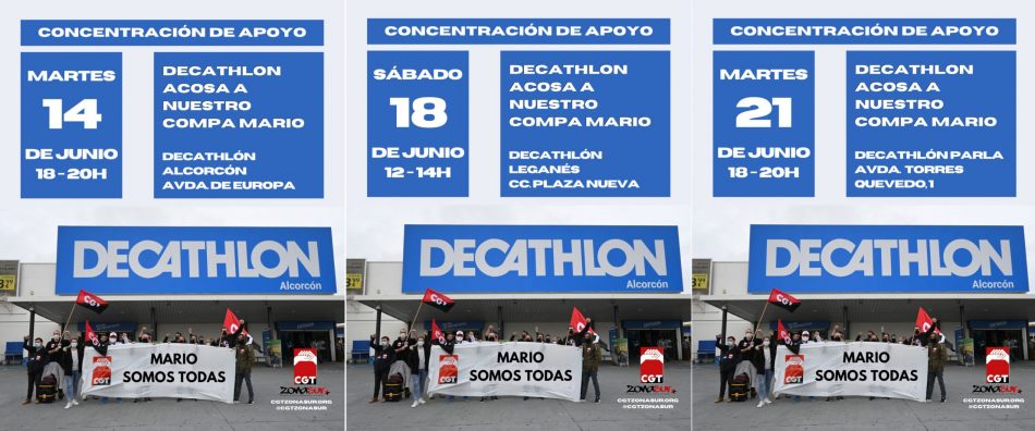 «Decathlon sanciona y acosa a un trabajador»: convocadas movilizaciones en las tiendas de la empresa en Leganés, Getafe y Parla