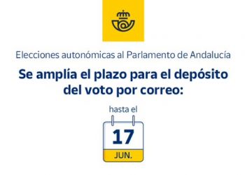 Se amplía el plazo para depositar el voto por correo en las elecciones andaluzas del 19-J hasta el 17 de junio