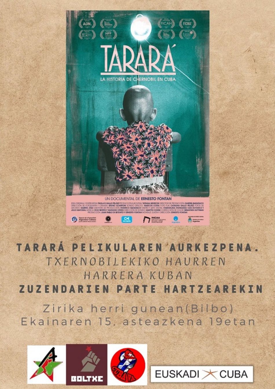 Bilbao,15 de junio: presentarán documental “Tarará, la historia de Chernóbil en Cuba», con Ernesto Fontán y Tatiana Nemecek