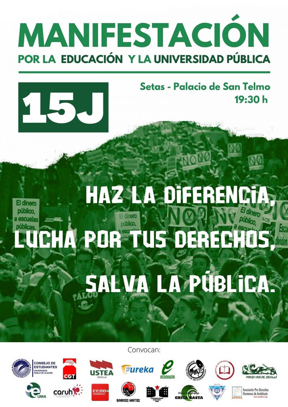 La Pablo de Olavide, junto a otras universidades andaluzas, en proceso de desmantelamiento, en defensa de la universidad pública: movilización el 15-J