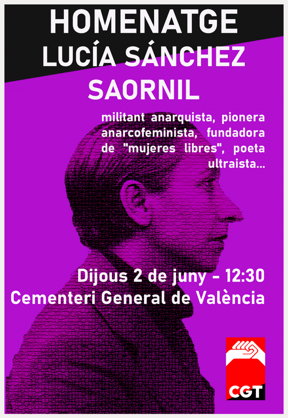 CGT realiza un homenaje a Lucía Sánchez Saornil, cofundadora de Mujeres libres