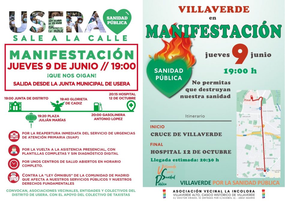 Villaverde y Usera se unen en defensa de la sanidad pública el 9 de junio