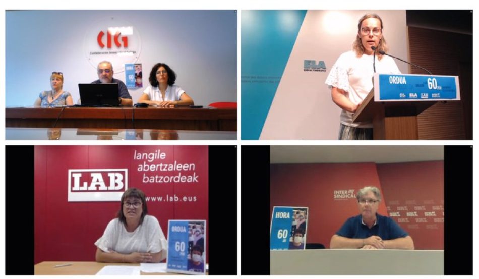 ELA, LAB, CIG y la Intersindical Catalana exigen al Gobierno de Madrid que articule la jubilación a los 60 años del personal sanitario y sociosanitario